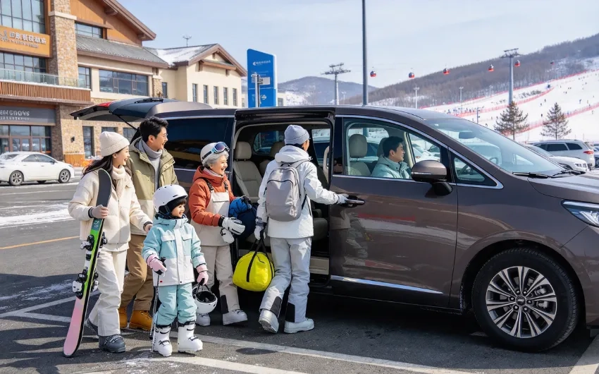 一家人去室內滑雪場玩雪上滑雪班:陳太實測六座的士接送,一車載齊人與雪具