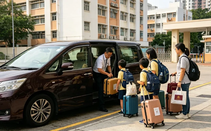 二十人遊學團分乘四架六人車，無人掉隊準時到