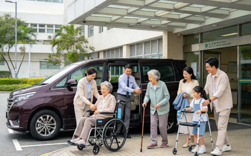 陳伯兩老曾呆等半個鐘，六座的士一車搞掂